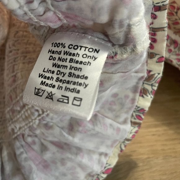 Perry Walker Collective The Ophelia Top block print pink cream off shoulder crop - Picture 9 of 12